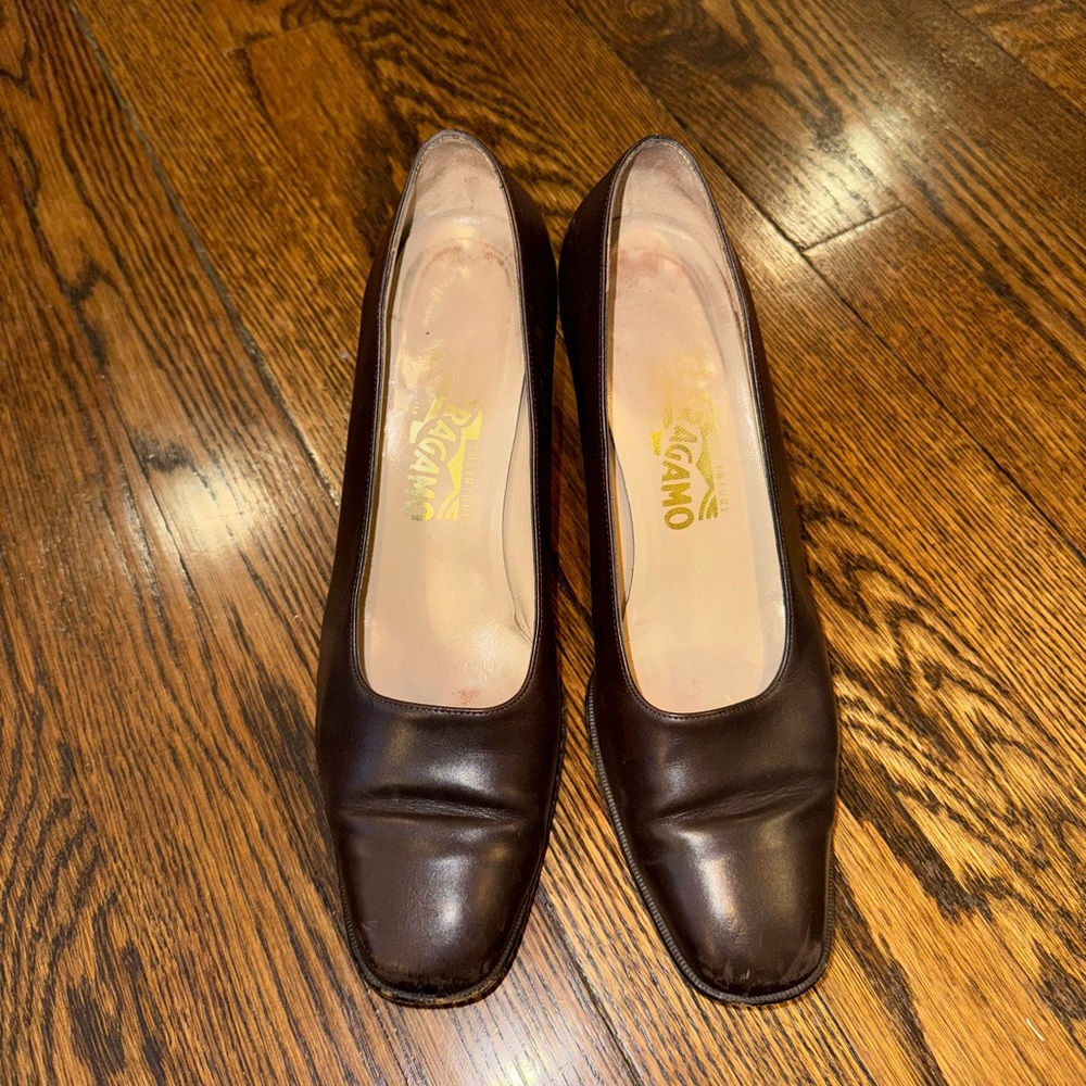 Vintage Ferragamo Secretary Style Block Heels